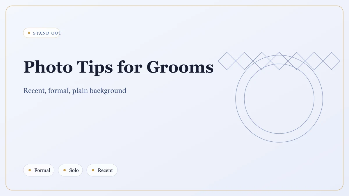 Groom biodata photo tips Photo tips for a groom's marriage biodata