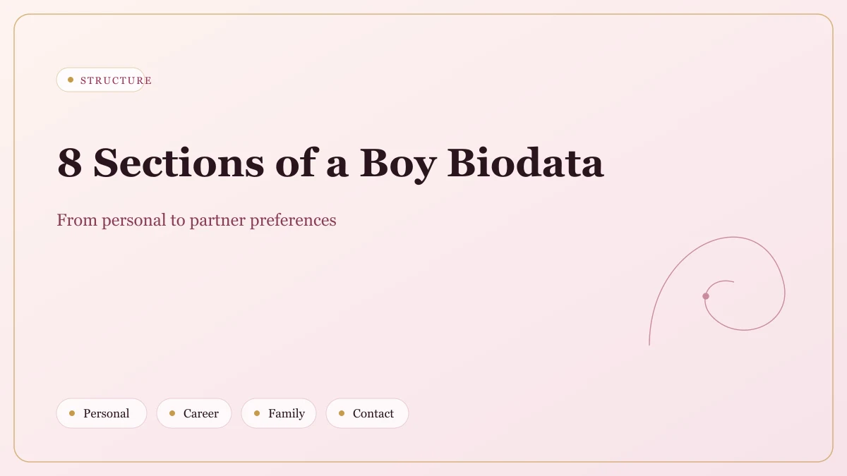 Boy biodata sections Eight sections of a boy marriage biodata