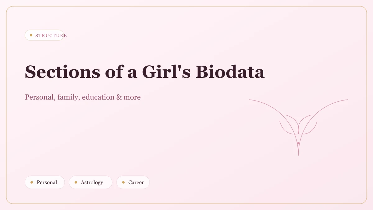 Girl biodata sections Sections of a girl's marriage biodata